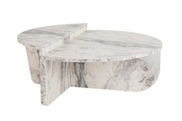Nordure Mesa de Centro de Mármol Frezya, Mesa Grande: 90x60x30 cm, Mesa Pequeña: 85x30x35 cm